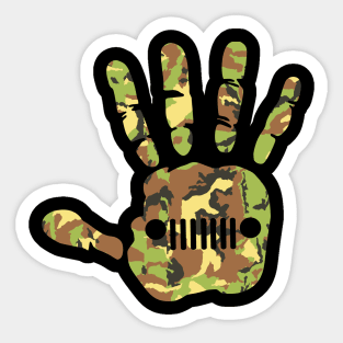 Jeep Hand Palm Print Camo, Funny Camouflage Design Old Cars for Jeep Lovers Sticker